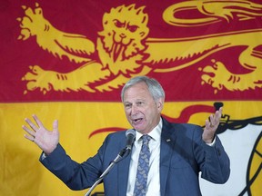 New Brunswick Progressive Conservative Leader Blaine Higgs addresses supporters at his campaign headquarters in Quispamsis, N.B. on Monday, Sept. 24, 2018. Recounts are being held today in two New Brunswick ridings, including one Saint John district where a lawyer for the Progressive Conservative candidate alleged voting irregularities.