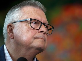 Minister Ralph Goodale speaks to media at the Vancouver Island Conference Centre during the Liberal cabinet retreat in Nanaimo, B.C., on Tuesday, August 21, 2018. The Trudeau government has tabled legislation today that proposes eliminate segregation of inmates in federal correctional institutions from the general prison population. Public Safety Minister Ralph Goodale says the new bill is the result of recent court decisions on administrative segregation as well as recommendations from a coroner's inquest into the 2007 death of teenager Ashley Smith, who died by self-strangulation after spending more than 1,000 days in segregation.