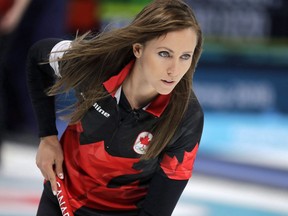 Canada's skip Rachel Homan during the women's curling match against Britain at the 2018 Winter Olympics in Gangneung, South Korea, Wednesday, Feb. 21, 2018. Curling Canada created an exemption to let the team skipped by Jennifer Jones return as Team Canada at the 2019 Scotties. A case could be made that Homan's team deserves to wear the red and white at the national playdowns too.