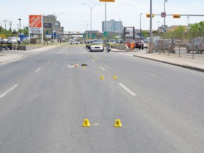 A crime scene is shown following a fatal hit-and-run in Calgary in this June 2015 handout photo. The Alberta Court of Appeal has upheld the sentence of a Calgary man who killed a gas-station attendant who was trying to stop him from stealing fuel. Joshua Cody Mitchell is serving 11 years in prison after being convicted last year of manslaughter and hit and run in the 2015 death of Maryam Rashidi. Rashidi, who was 35, died when Mitchell ran over her as he drove off without paying for $113 worth of gasoline.