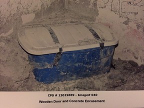 A man who strangled his wife and concealed her body after enduring what he described as years of domestic abuse will serve another three years in prison. The container investigators allege was used to contain the body of Lisa Mitchell is seen in this undated police handout image which was entered into evidence in the trial of Allan Shyback, who is accused of killing Mitchell, 31, and hiding her body in the basement of their home. Allan Shyback was found guilty last year of manslaughter and indignity to a body in the 2012 death of Lisa Mitchell in the couple's Calgary home.