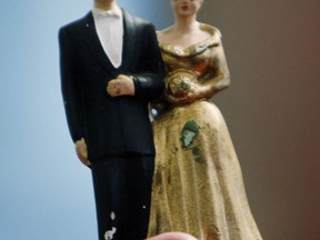 A wedding cake topper is shown in a Nov.29, 2011 file photo. A wedding mishap landed in a Nova Scotia small claims court and a judge ordered a rental company to pay.