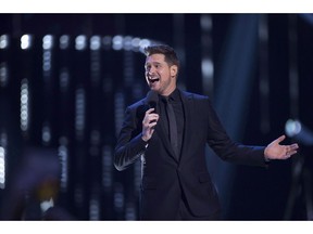 Michael Buble is shown on stage at the Juno Awards in Vancouver, Sunday, March 25, 2018.