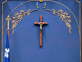 The crucifix that hangs in Quebec's National Assembly is not part of the province's religious symbols discussion.