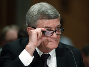 Steven D. Dillingham adjusts his glasses during a hearing of the the Senate Committee on Homeland Security and Governmental Affairs for him to be Director of the Census, on Capitol Hill, Wednesday, Oct. 3, 2018 in Washington.