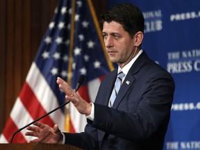 House Speaker Paul Ryan of Wis., speaks to the National Press Club, Monday, Oct. 8, 2018, in Washington. Ryan is delivering an upbeat assessment of the GOP's accomplishments as he makes the case for his party in the November election.