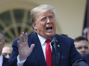 President Donald Trump speaks about Supreme Court nominee Judge Brett Kavanaugh in the Rose Garden of the White House in Washington, Monday, Oct. 1, 2018.