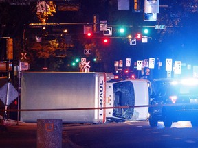 The five survivors of an attack in downtown Edmonton were recognized at a weekend ceremony to honour fallen service men and women. Police investigate the scene after a cube van ran into pedestrians and later flipped over while being pursued by police, in Edmonton on Saturday, September 30, 2017.