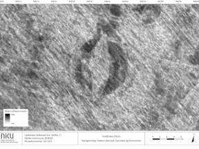 The outline of the Viking ship can clearly be seen in this image from the radar data