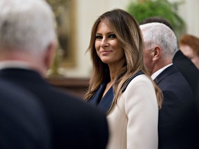 First lady Melania Trump in the East Room of the White House on Sept. 18, 2018. MUST CREDIT: Andrew Harrer, Bloomberg