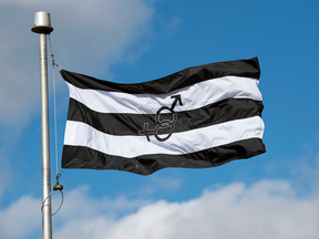 The straight-pride flag that flew in Chipman, New Brunswick.