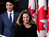 Foreign Minister Chrystia Freeland arrives with Prime Minister Justin Trudeau to discuss the United States Mexico Canada Agreement (USMCA) in Ottawa on Oct. 1, 2018.