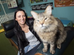 Tonic and her owner Melissa Millett pose for a photo in Millett's training centre in London, Ont., on Wednesday, October 17, 2018. Millett and Tonic worked on the remake of the film "Pet Sematary" based on Stephen King's novel.