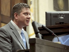 Chicago police Officer Jason Van Dyke takes the stand in his murder trial Tuesday Oct. 2, 2018 for the shooting death of Laquan McDonald, in Chicago.