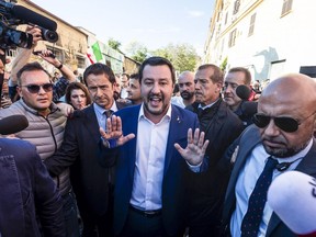 Interior Minister and Deputy Premier Matteo Salvini pictured in the San Lorenzo district of Rome on Oct. 24, 2018.