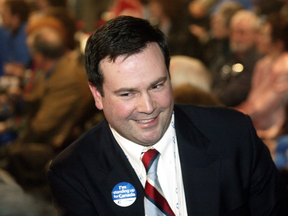 Calgary MP Jason Kenney celebrates during the 2006 federal election as the Conservatives under Stephen Harper win a minority government.