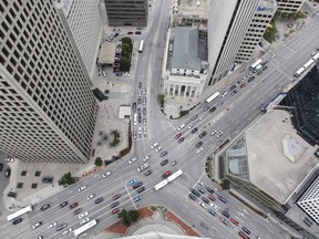 Pedestrians and traffic don't mix at Winnipeg's major and historic intersection of Portage and Main, and pedestrians cross the street by using an underground concourse. Winnipeggers are considering opening the intersection to pedestrians by voting in a plebiscite included on today's election ballot, Wednesday, October 24, 2018.