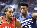 Minnesota Timberwolves star Jimmy Butler, seen playing against the Toronto Raptors on Wednesday, has not had much nice to say about his teammates.