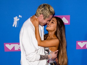 Pete Davidson, Ariana Grande in way better times.