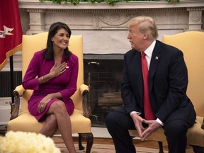 President Trump praised outgoing U.N. ambassador Nikki Haley for doing "an incredible job" when he announced her upcoming resignation at the end of the year.