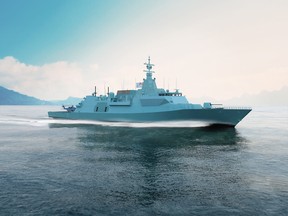 An artist's rendering of the Type 26 Global Combat Ship, Lockheed Martin's proposed design for Canada's $60 billion fleet of new warships.