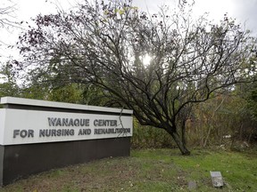 A general look of the marquee outside of the Wanaque Center For Nursing And Rehabilitation, where New Jersey state Health Department confirmed the 18 cases of adenovirus, Tuesday, Oct. 23, 2018, in Haskell, N.J. The outbreak has left six children dead and 12 others sick. The facility has been told it can't admit any new patients until the outbreak ends. Adenoviruses usually just cause mild illnesses. But officials say this outbreak is particularly severe because it's affecting medically fragile children with severely compromised immune systems. They also note this strain has been particularly associated with disease in communal living facilities.