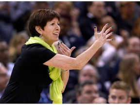 FILE - In this Sunday, April 1, 2018 file photo, Notre Dame head coach Muffet McGraw is seen on the sidelines during the first half against Mississippi State in the final of the women's NCAA Final Four college basketball tournament in Columbus, Ohio. It's been a busy few months for Muffet McGraw and her Notre Dame Fighting Irish after they won the national championship in April on a last-second shot by Arike Ogunbowale. There were award ceremonies, a trip to the ESPYs and Ogunbowale's appearance on "Dancing with the Stars". Now with the season beginning in a little over a week, the Irish are focused on the new task at hand and not concerned with defending the title.