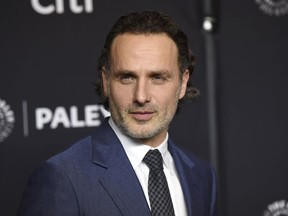 FILE - In this March 17, 2017 file photo, Andrew Lincoln attends the 34th annual PaleyFest: "The Walking Dead" event in Los Angeles. Lincoln has wrapped his final scene as an actor, and the show's upcoming season will be the last for his character, Sheriff Rick Grimes. The season premier is Sunday night on AMC.