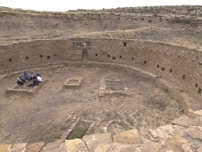 This image released by Providence Pictures shows an ancient kiva in Pueblo Bonito in Chaco Culture National Historical Park, northern New Mexico. The location is featured in a new four-part PBS docuseries, "Native America," that seeks to recreate a world in the Americas generations prior to the arrival of Europeans. The first episode of Native America "From Caves to Cosmos." is scheduled to air on most PBS stations on Tuesday. (Providence Pictures/PBS via AP)