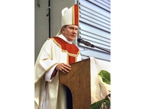 FILE - In this Sept 12, 2012, file photo, Steubenville Bishop Jeffrey Monforton speaks in Steubenville, Ohio. The Diocese of Cleveland plans to release a list of priests who have been removed from their posts because of sexual abuse and misconduct allegations. The Catholic Diocese of Columbus and Steubenville's diocese said last week that they would release similar lists.