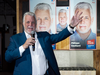 Quebec Liberal Leader Philippe Couillard speaks to supporters in his home riding office of Roberval, Que., Sept. 30, 2018.