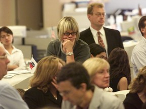 Christie Blatchford in the National Post newsroom in 2001.