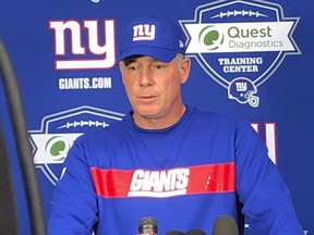 New York Giants NFL football head coach Pat Shurmur speaks to the media in East Rutherford, N.J., Tuesday, Oct. 9, 2018.