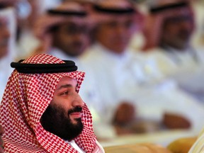 Saudi Crown Prince, Mohammed bin Salman, attends second day of Future Investment Initiative conference, in Riyadh, Saudi Arabia, Wednesday, Oct. 24, 2018.