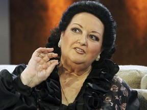 FILE - In this Oct. 1, 2005, file photo, Spanish soprano Montserrat Caballe reacts during the TV show "Bet it...?" in Dresden, eastern Germany.  Caballe, a Spanish opera singer renowned for her bel canto technique and her interpretations of the roles of Rossini, Bellini and Donizetti, has died. She was 85.