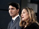 Prime Minister Justin Trudeau with Foreign Minister Chrystia Freeland on October 1. The two were part of a group that met to discuss Canada’s response to the murder of Saudi journalist Jamal Khashoggi.