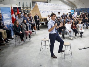 Justin Trudeau speaks to students at Humber College of Applied Arts and Technology in Toronto on Tuesday, Oct. 23, 2018.