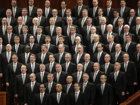 FILE - In this April 2, 2016, file photo, The Mormon Tabernacle Choir performs during the opening session of the two-day Mormon church conference in Salt Lake City. The well-known Mormon Tabernacle Choir was renamed Friday, Oct. 5, 2018, to strip out the word Mormon in a move showing the faith's new president is serious about ending shorthand names for the religion that have been used for generations by church members and previously promoted by the church. The gospel singing group will now be called "The Tabernacle Choir at Temple Square," The Church of Jesus Christ of Latter-day Saints said in a statement.