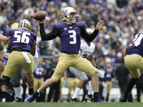 Washington quarterback Jake Browning passes against Colorado during the first half of an NCAA college football game, Saturday, Oct. 20, 2018, in Seattle.