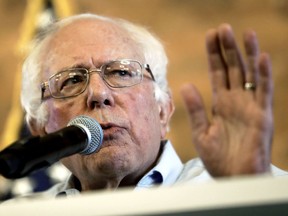 FILE - In this Aug. 17, 2018, file photo, U.S. Sen. Bernie Sanders, I-Vt, gestures as he speaks during a campaign stop for Democratic gubernatorial hopeful Andrew Gillum in Tampa, Fla. Sanders is embarking on a nine-state tour on behalf of Democratic candidates competing in the November elections, returning to the campaign trail ahead of a decision on another White House bid.