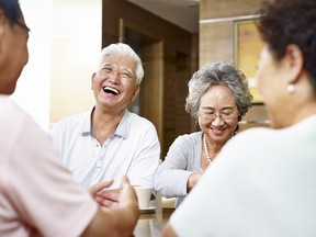 senior asian people gathering at home