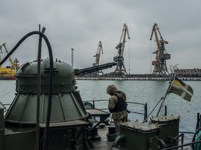 Ukraine's sea border security force mobilizes at Mariupol Port on the Azov Sea on November 28, 2018 in Mariupol, Ukraine.