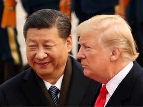 President Donald Trump and Chinese President Xi Jinping at a welcome ceremony at the Great Hall of the People in Beijing during Trump's visit in 2017.