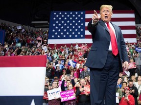 U.S. President Donald Trump delivers remarks at a Make America Great Again rally in Fort Wayne, Indiana on November 5, 2018.