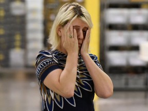 Natalie Kato, attorney for Susan Bucher, Supervisor of Elections in Palm Beach County, Florida, reacts at Palm Beach County Supervisor of Election Warehouse, November 15, 2018 in West Palm Beach, Florida.