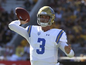 UCLA quarterback Wilton Speight (3) throws a pass against Arizona State during the first half of an NCAA college football game, Saturday, Nov. 10, 2018, in Tempe, Ariz.