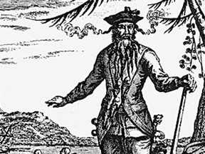 The only witness description of Blackbeard  described him as 'a tall Spare Man with a very black beard which he wore very long.' He tied burning fuses from his hat to envelop his face in smoke and fire.