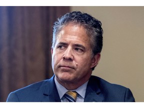 FILE - In this July 17, 2018 file photo, U.S. Rep. Mike Bishop, R-Mich, attends a meeting with President Donald Trump in the Cabinet Room of the White House in Washington. Bishop faces Democrat Elissa Slotkin for Michigan's 8th District seat in the Nov. 6 election.