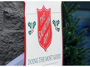 A Salvation Army sign is seen in Nacogdoches, Texas on Nov. 23, 2012. The Manitoba Liquor and Lotteries Corporation says the Salvation Army will no longer be allowed to collect donations for the needy at any of its liquor stores.