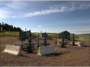 A natural gas well pad is seen in the rural community of Penobsquis, N.B. on Thursday, August 21, 2014.